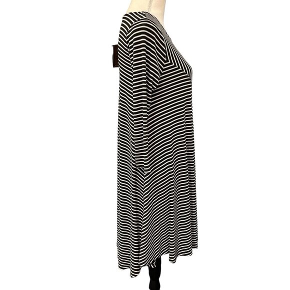 Anthropologie Puella Miter Dress Women S Black White Striped Ribbed Knit Stretch - Picture 4 of 9